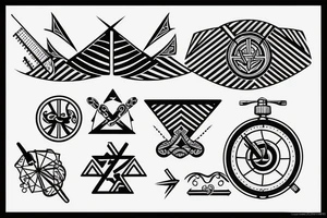 A geometrical tattoo representing triathlon combining a symbol for swimming, bike and rum tattoo idea