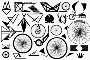 A geometrical tattoo representing triathlon combining a symbol for swimming, bike and rum tattoo idea