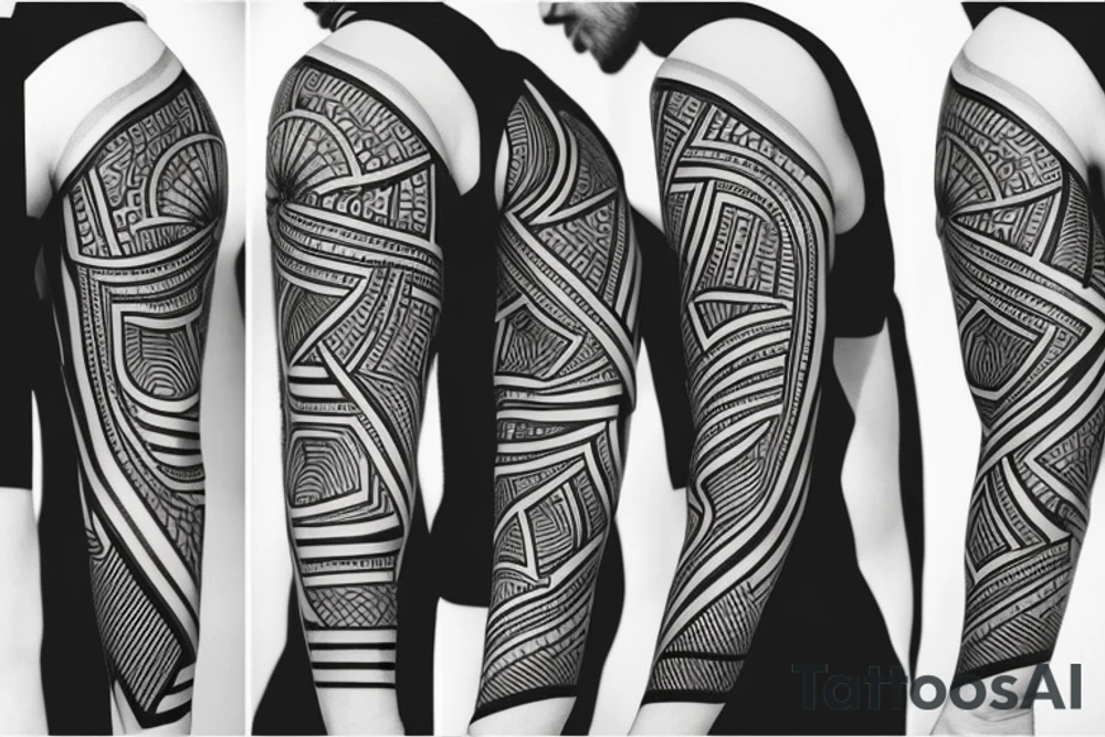 A geometrical tattoo representing triathlon tattoo idea