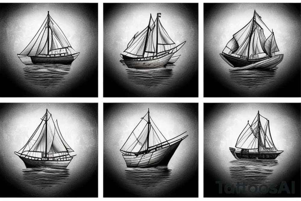 Sunken Wooden ship tattoo idea