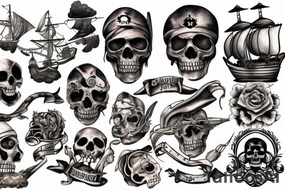 Sunken pirate ship tattoo idea
