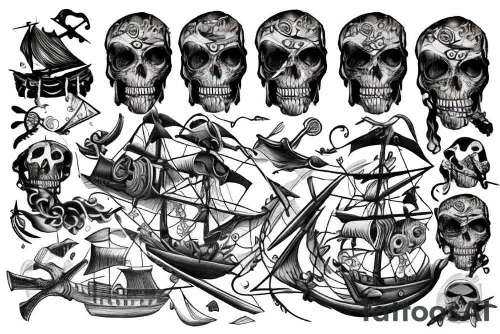 Sunken pirate ship tattoo idea