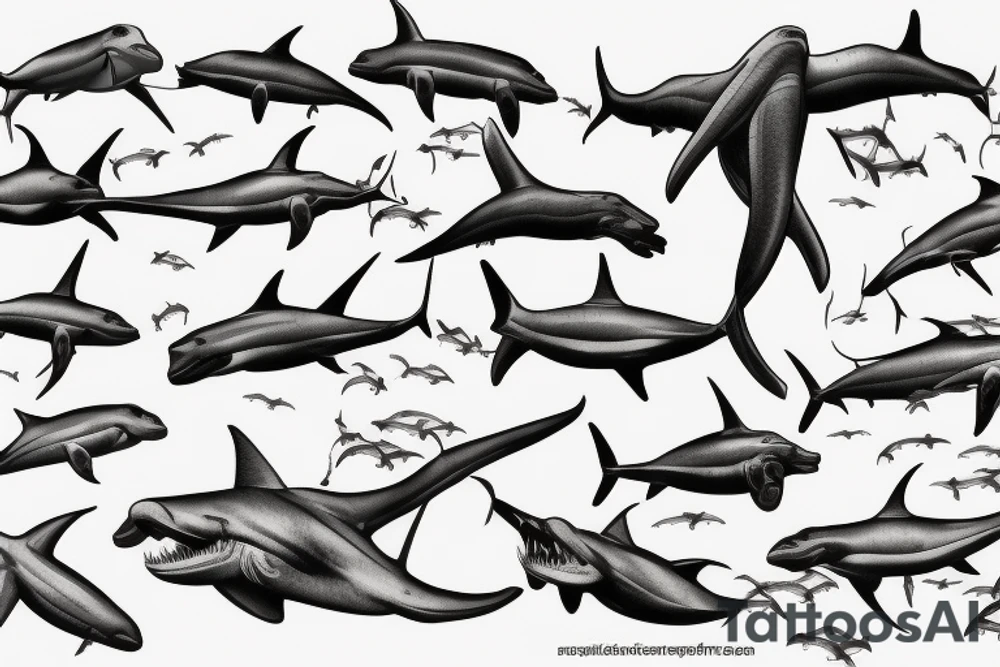 Great Hammerhead swimming tattoo idea