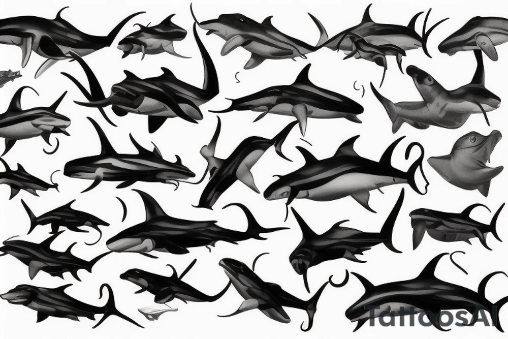 Great Hammerhead swimming tattoo idea