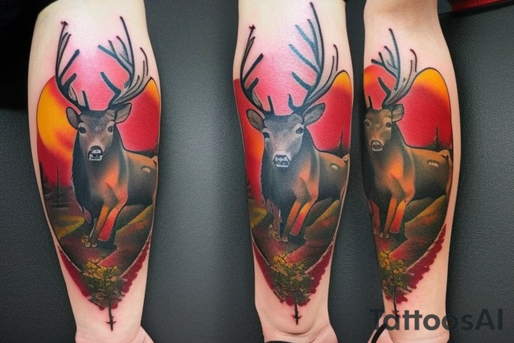 Red dead redemption 2 video game tattoo

Have a white tail deer taking a drink from a pond/lake. Incorporate the quote “be loyal to what matters.” Have the tattoo be a yellow sepia tone color scheme. tattoo idea