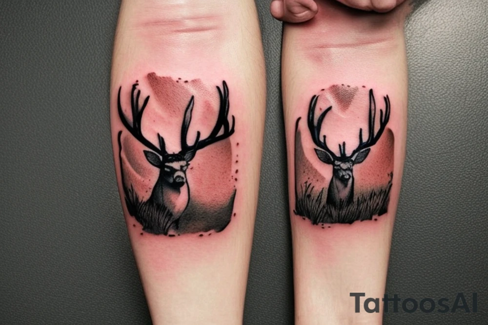 Red dead redemption 2 video game tattoo

Have a white tail deer taking a drink from a pond/lake. Incorporate the quote “be loyal to what matters.” Have the tattoo be a yellow sepia tone color scheme.

Put the deer on the left side of the tattoo, drinking from a pond. tattoo idea