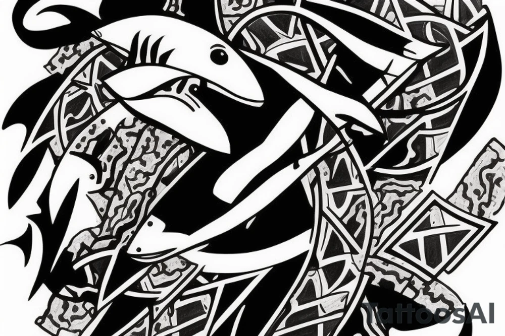 Hammerhead shark playing poker tattoo idea