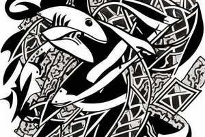 Hammerhead shark playing poker tattoo idea