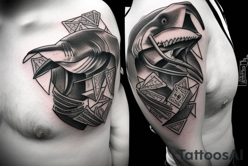 Hammerhead shark playing poker tattoo idea