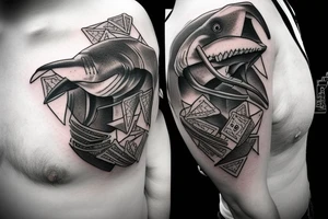 Hammerhead shark playing poker tattoo idea