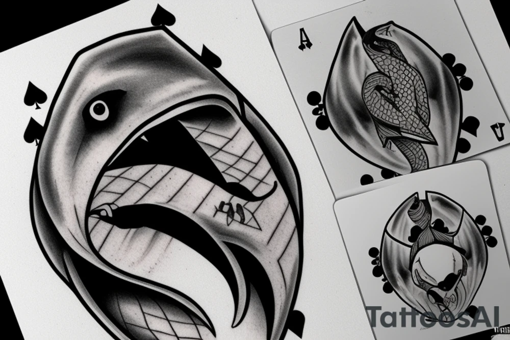 Hammerhead shark playing poker tattoo idea