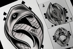 Hammerhead shark playing poker tattoo idea