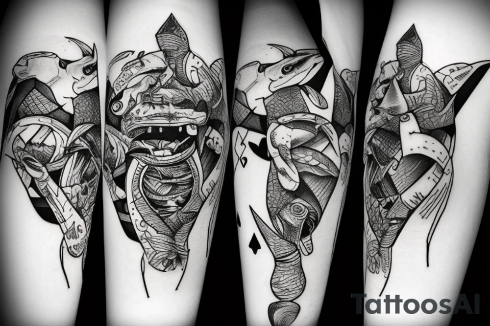 Hammerhead shark playing poker tattoo idea