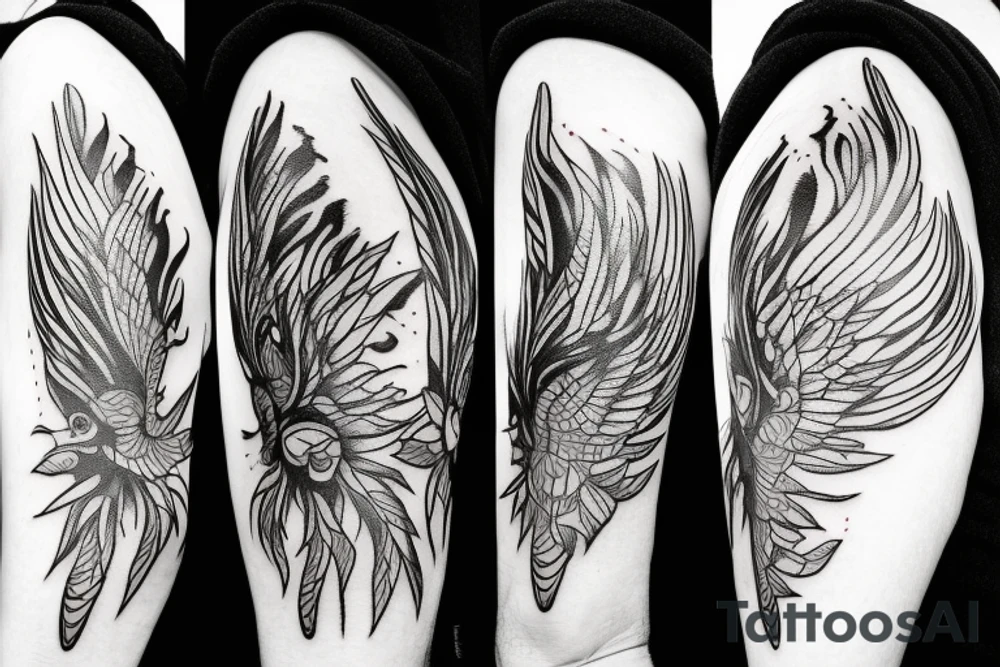 Crow on fire tattoo idea