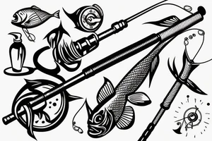 Fishing rod without a hook tattoo idea