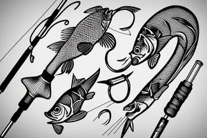 Fishing rod without a hook tattoo idea