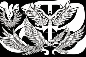 Angel with wings on fire tattoo idea