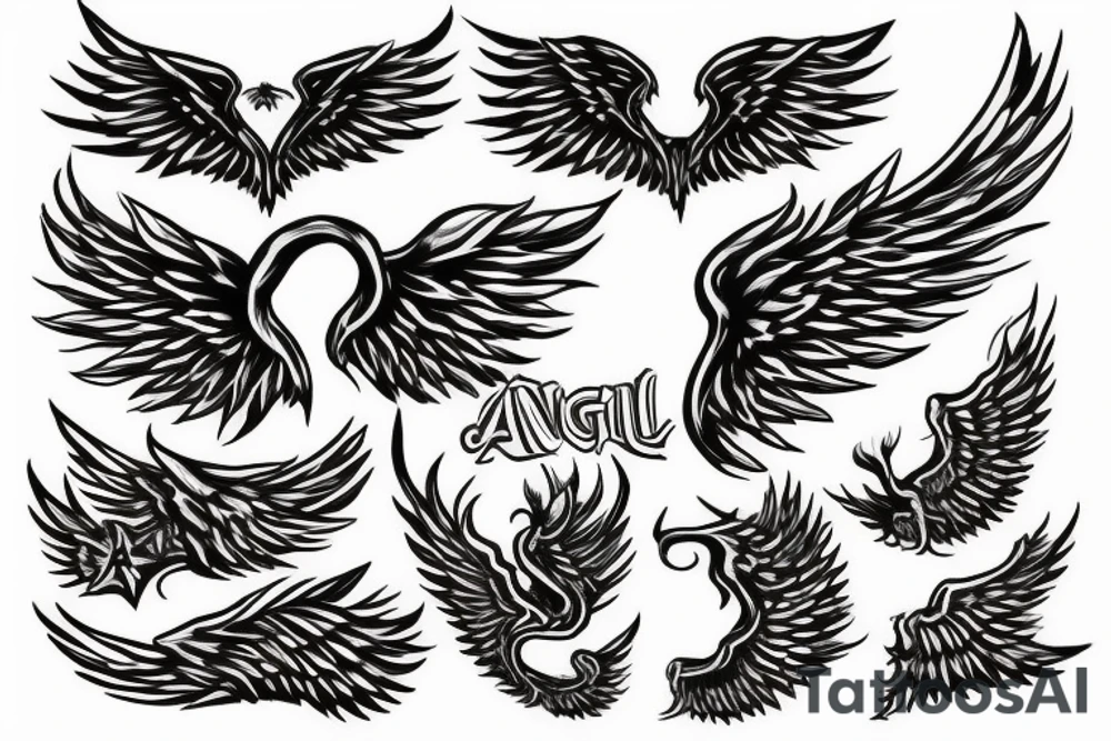 Angel with wings on fire tattoo idea