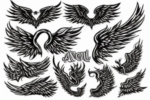 Angel with wings on fire tattoo idea