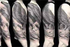 Angel with wings on fire tattoo idea