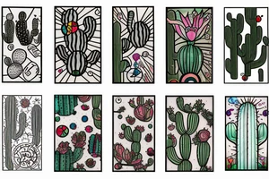 Cactus stained glass tattoo idea
