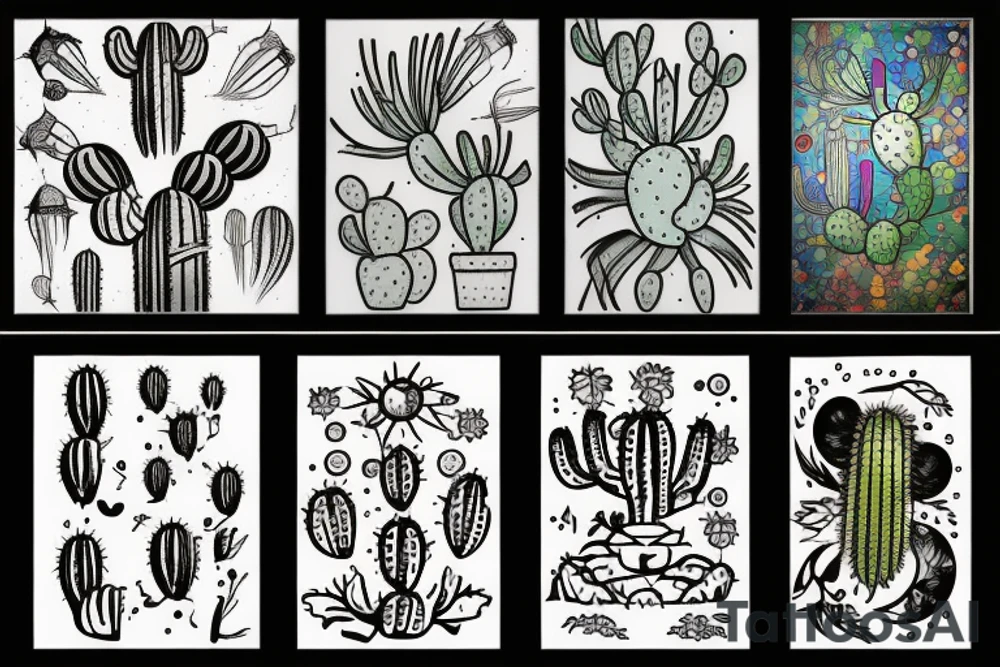 Cactus stained glass tattoo idea