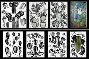 Cactus stained glass tattoo idea