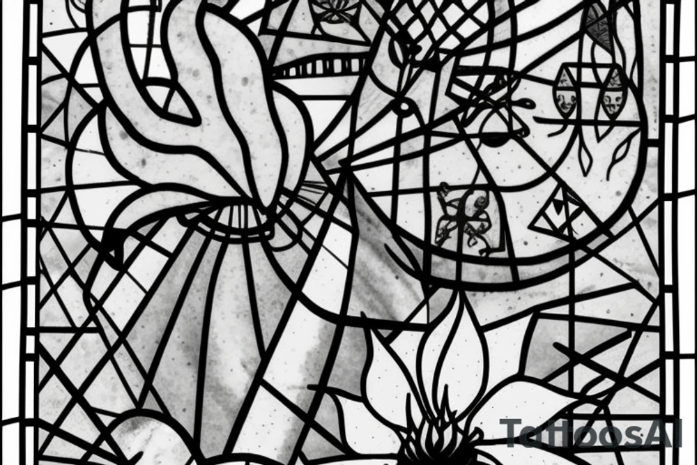 Cactus stained glass tattoo idea