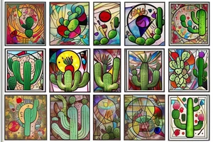 Cactus stained glass tattoo idea