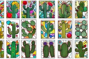 Cactus stained glass tattoo idea