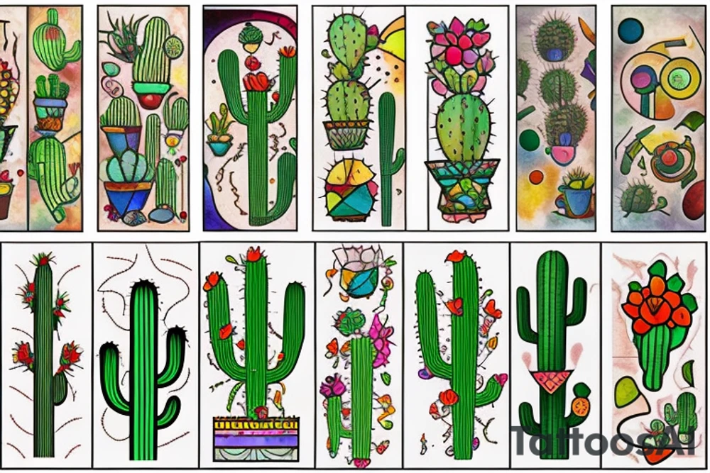Cactus stained glass tattoo idea