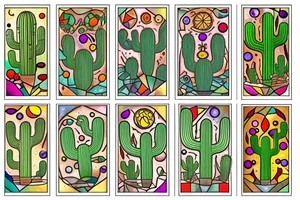 Cactus stained glass tattoo idea