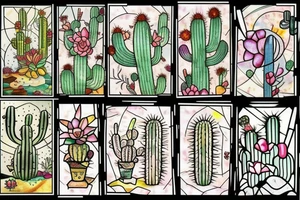 Cactus stained glass tattoo idea