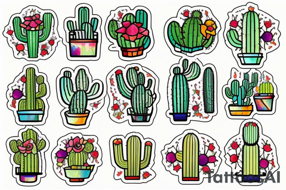 Cactus stained glass tattoo idea