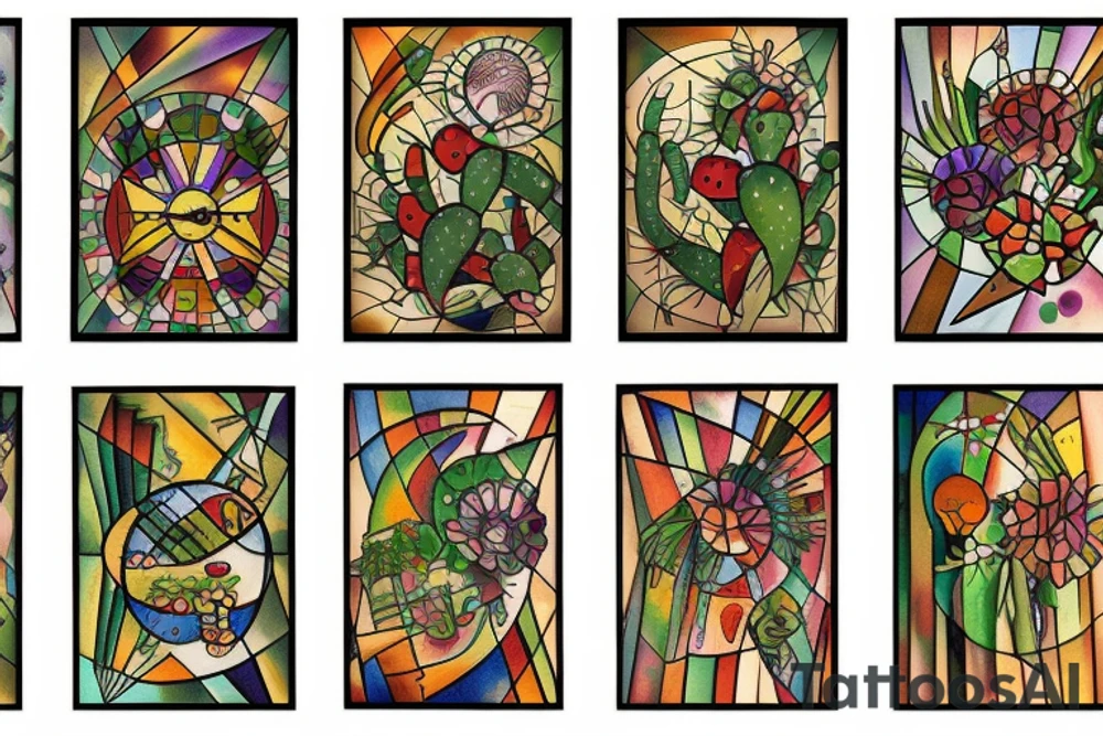 Cactus stained glass tattoo idea