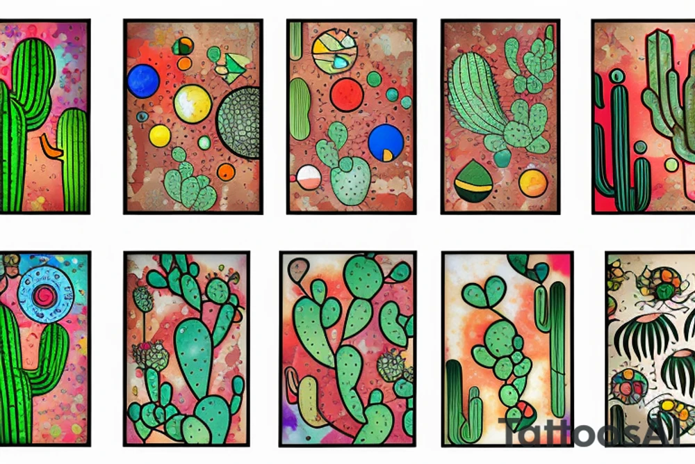 Cactus stained glass tattoo idea