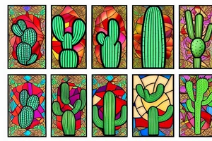 Cactus stained glass tattoo idea