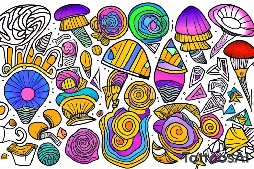 Trippy shrooms tattoo idea