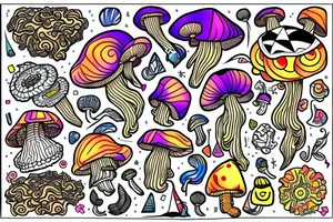 Trippy shrooms tattoo idea