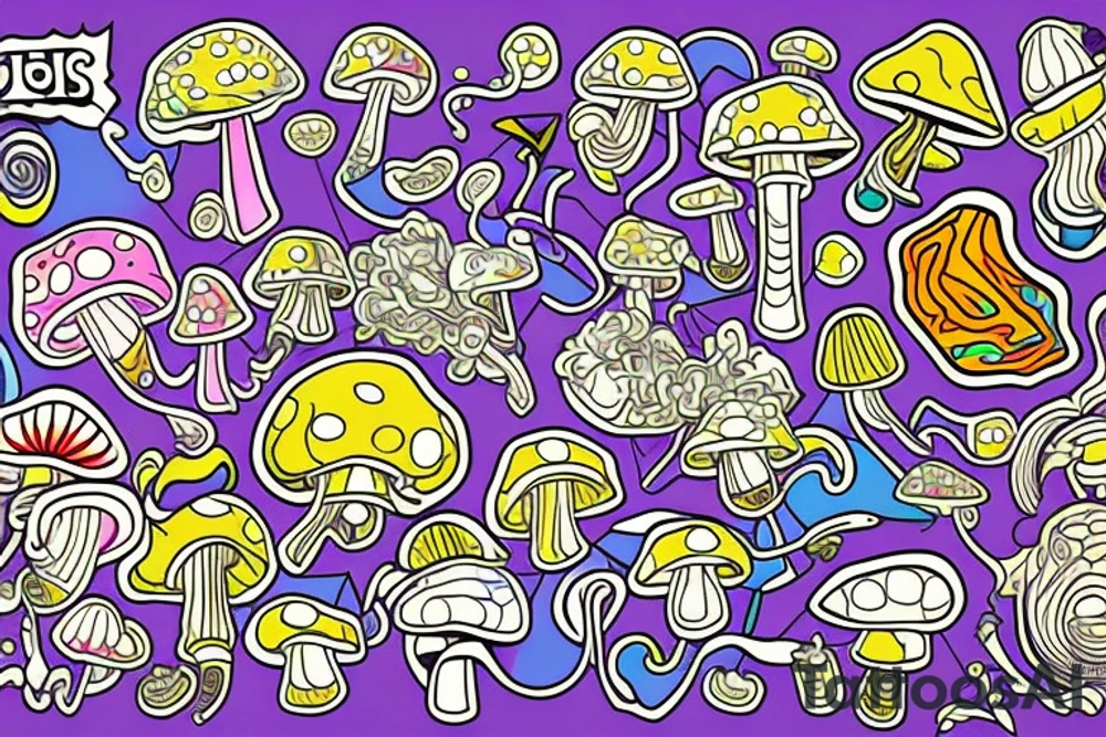 Trippy shrooms tattoo idea