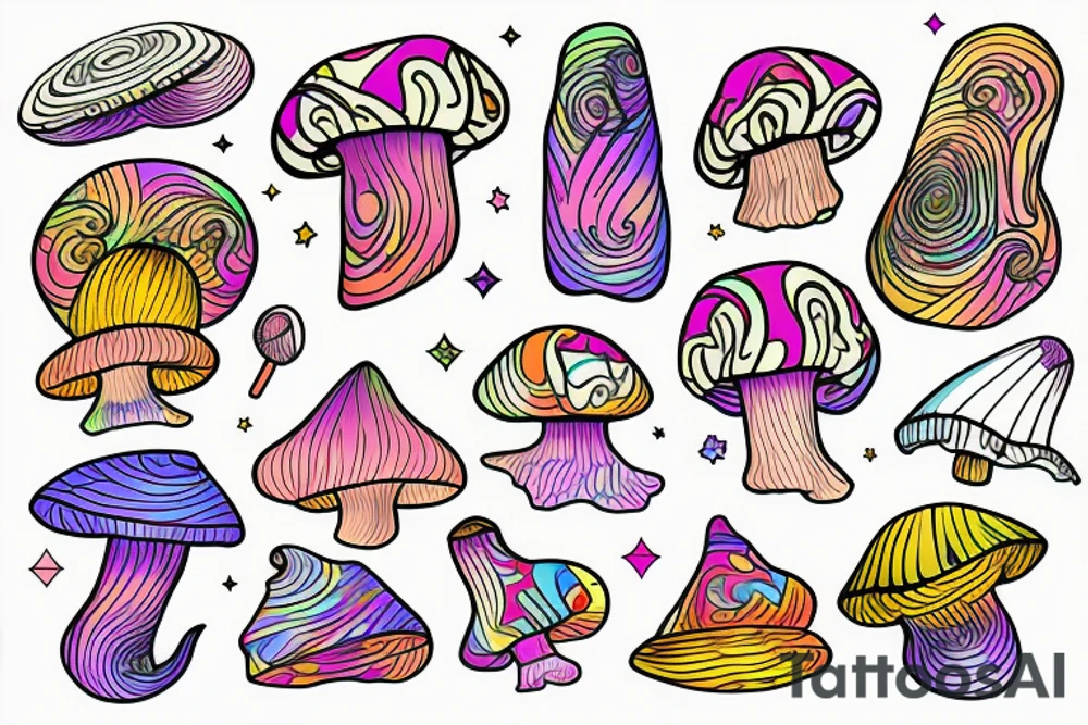 Trippy shrooms tattoo idea