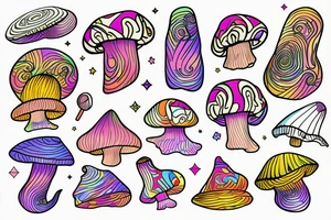 Trippy shrooms tattoo idea