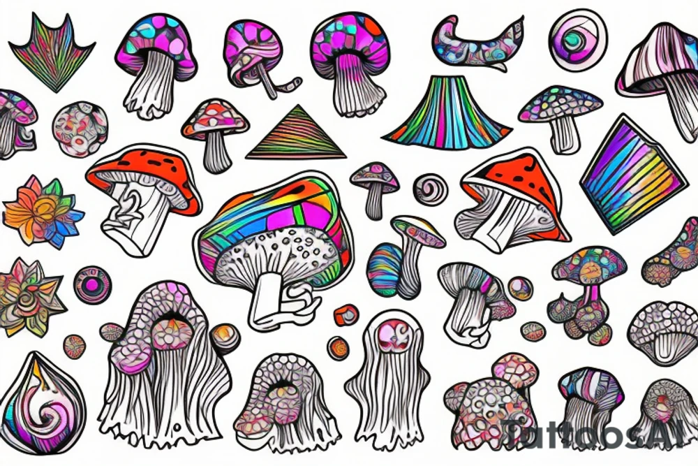 Trippy shrooms tattoo idea