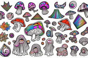 Trippy shrooms tattoo idea