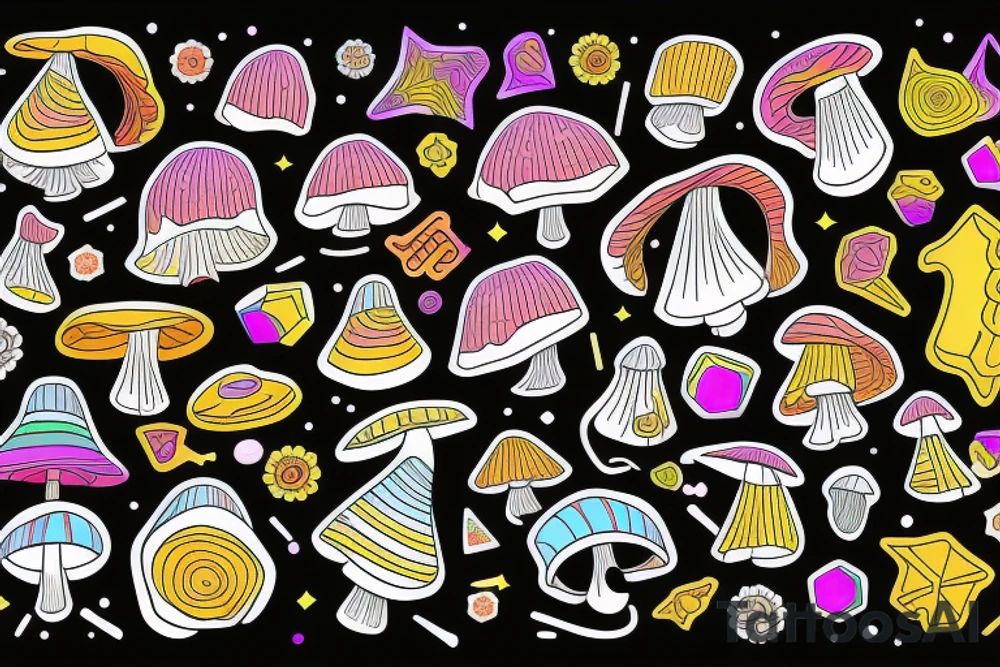 Trippy shrooms tattoo idea