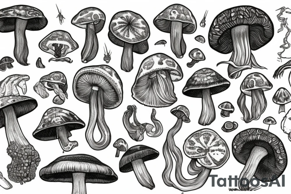 Trippy shrooms tattoo idea