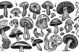 Trippy shrooms tattoo idea
