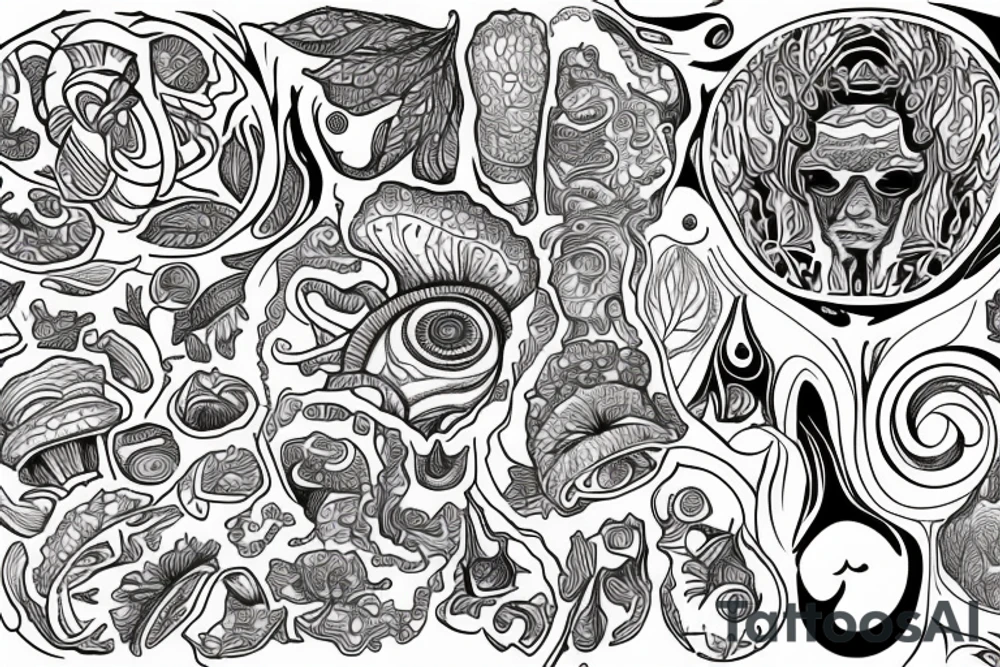 Trippy shrooms tattoo idea