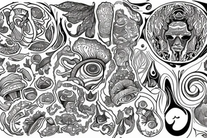 Trippy shrooms tattoo idea