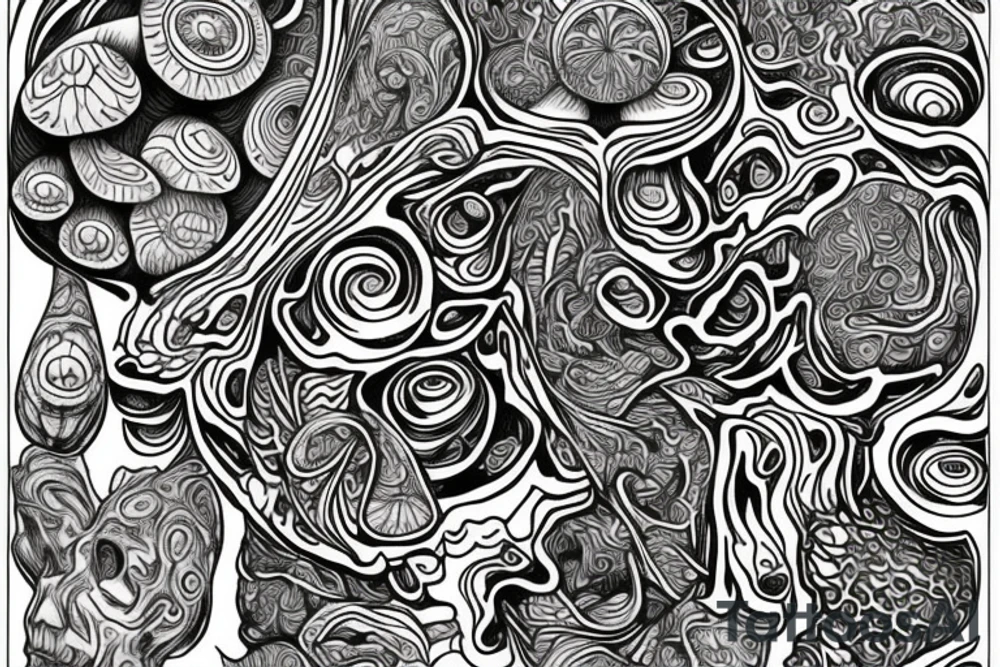 Trippy shrooms tattoo idea